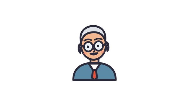 Professional elderly woman avatar icon with glasses and grey hair, depicting a friendly senior user profile or business consultant character in a modern flat design style for digital platforms