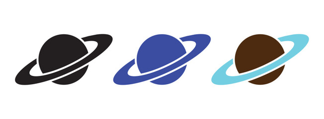 Saturn Planet Vector Icon Set Isolated on White Background © Kabir 2.0