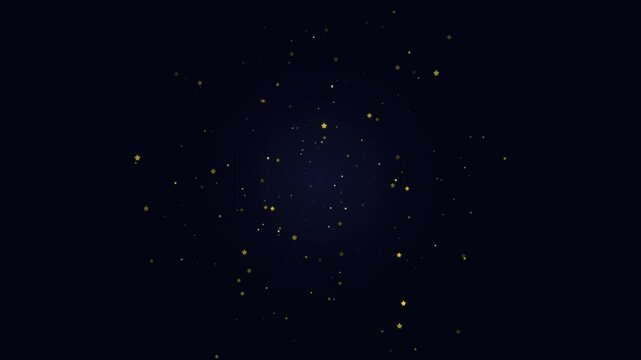 Glowing Yellow Dust Particles Floating And Dispersing Against A Dark Night Background