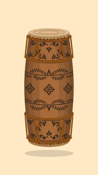Ornate traditional Indonesian bedug drum isolated on cream background