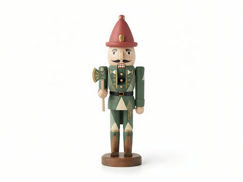 Traditional Wooden Nutcracker Soldier Figure Holding Toy Hammer transparent background