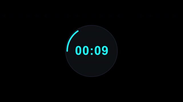 1 Minute In 30 Seconds Sci-Fi Holographic HUD Radar Target Timer Overlay 60 Sec Digital Stopwatch In 4K UHD Alpha Transparent Background