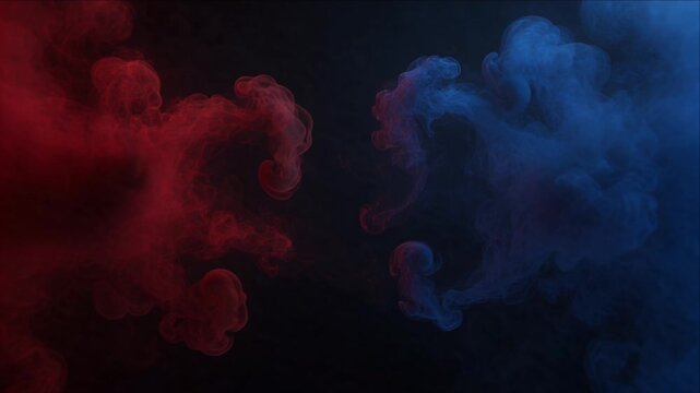 Fire Smoke Flow Through Red and Blue Lava Backgrounds With Abstract Cloud Swirl, Dark Atmospheric Color Contrast, Dramatic Energy, Artistic Texture, and Creative Visual Design