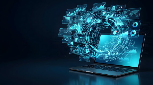 Representation of digital data overload in blue cyan and blue 