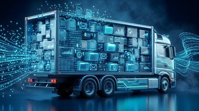 Representation of digital data overload in blue cyan and blue 