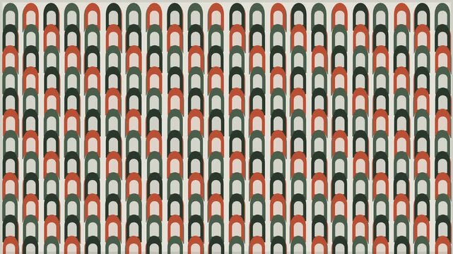 A Repeating Geometric Pattern Of Vertical Arched Shapes In Red Dark Green And Grey Colors