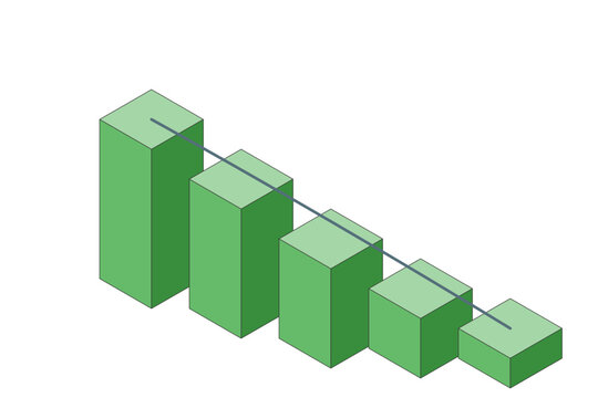 Professional Isometric Three Dimensional Descending Bar Chart Representing Ecological Sustainability And Significant Carbon Footprint Reduction