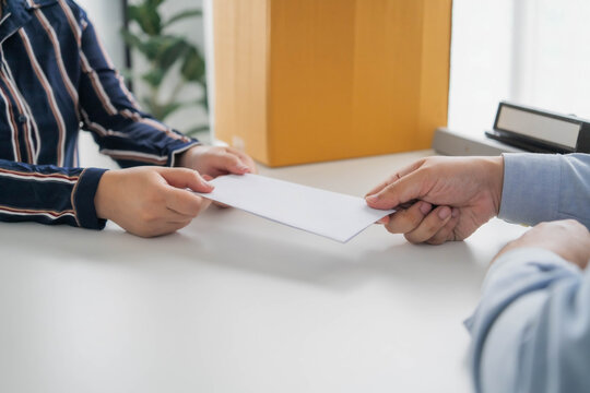 Asian businesswoman sent a letter of resignation to human resources