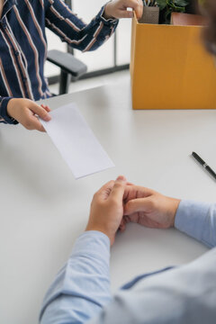 Asian businesswoman sent a letter of resignation to human resources