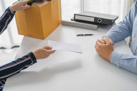 Asian businesswoman sent a letter of resignation to human resources