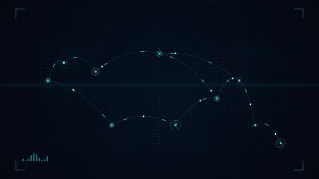 Abstract futuristic digital interface with constellation patterns and glowing data points.