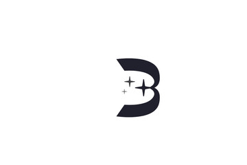 Letter B monogram logo with sparkling stars © Aalieff
