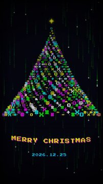 Retro Arcade ASCII Matrix Christmas Tree 