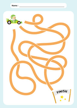 Maze activity sheet for children. Cute maze for kids. Kids labyrinth puzzle. Maze puzzle game for children with cute animal flying on the plane illustration