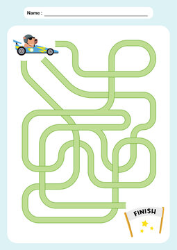 Maze activity sheet for children. Cute maze for kids. Kids labyrinth puzzle. Maze puzzle game for children with cute animal flying on the plane illustration