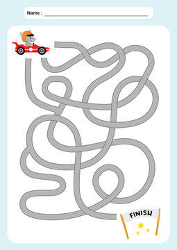 Maze activity sheet for children. Cute maze for kids. Kids labyrinth puzzle. Maze puzzle game for children with cute animal flying on the plane illustration