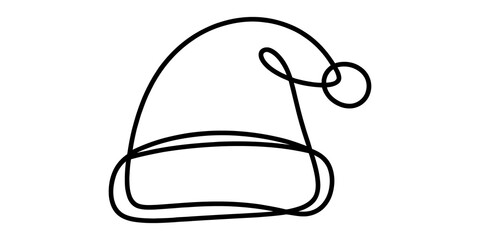 Continuous line drawing of a simple santa claus hat isolated on transparent background © Icon_gallery