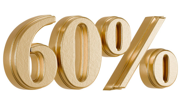 Metallic gold 60 percent symbol for sales