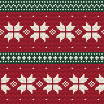 Seamless Nordic knitted Christmas pattern with Scandinavian stars