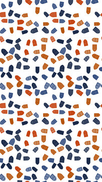 Stylized shield and capsule shapes seamless pattern