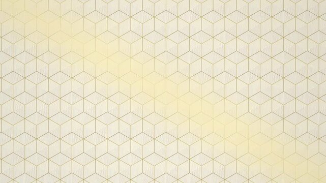 Isometric 3D cube grid golden glowing lines seamless loop motion