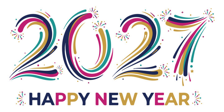 2027 Happy New Year Vector Colorful Design