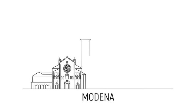 Simple line art of Modena's historic skyline