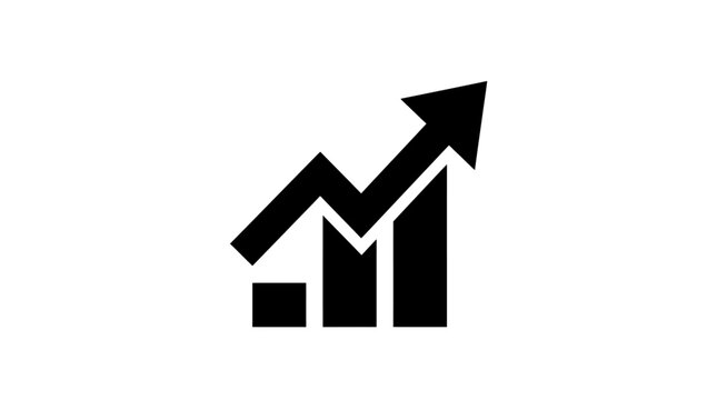 Upward trend graph illustration with bar chart and arrow icon