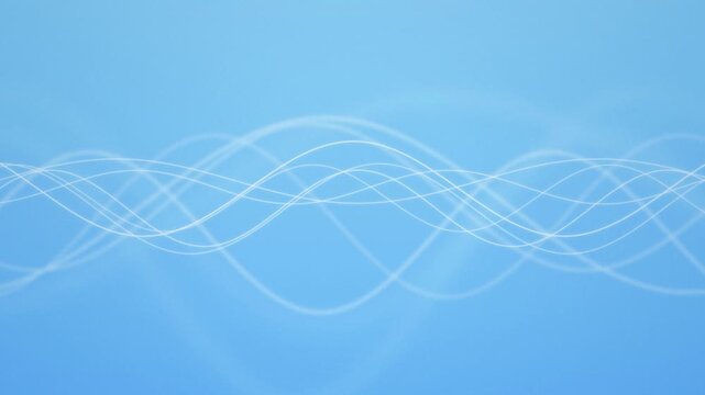 Glowing white sine waves flowing seamlessly loop motion background