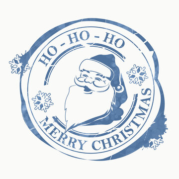 Grunge style Christmas stamp featuring Santa Claus. Isolated design element