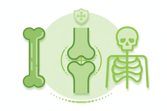 Bone and joint health icon set with skeleton and protection shield vector illustration isolated on white