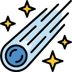 Falling Star Icon with Sparkles, Meteor Shower Illustration, Space Fantasy Vector © Gema