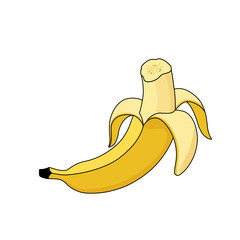 peeled banana with bite missing from top flat illustration © Pheladi Shai