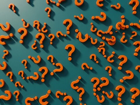 Question Marks Illustrating Query and Doubt on a Teal Background