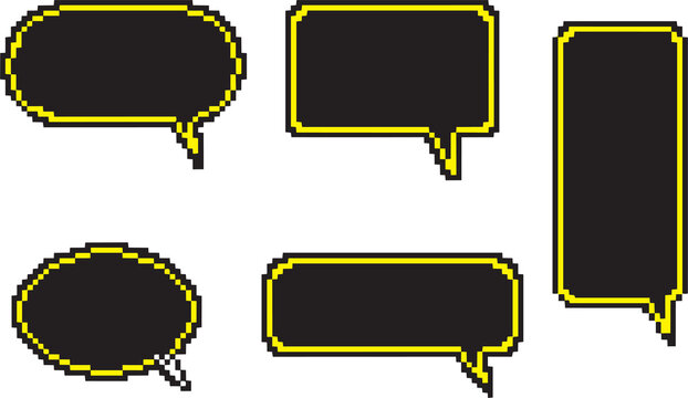 Series of rectangular and oval speech bubbles with yellow borders