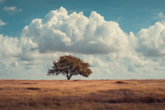 a lonely tree in the field