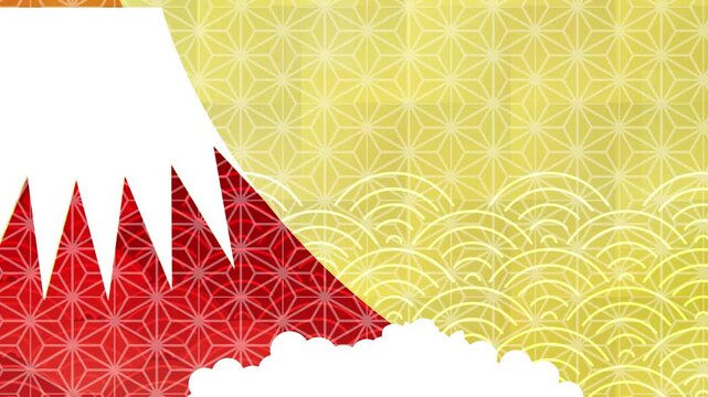 Traditional Japanese patterns in red and gold 4K