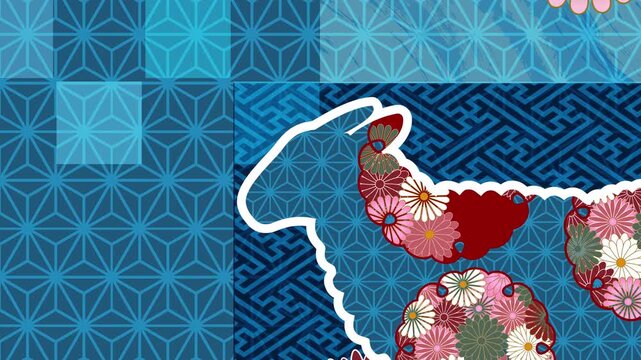 Sheep Graphic Featuring Traditional Japanese Patterns 4K