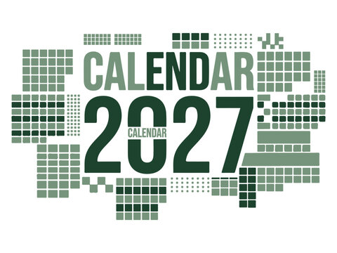 Calendar 2027 design with grid blocks
