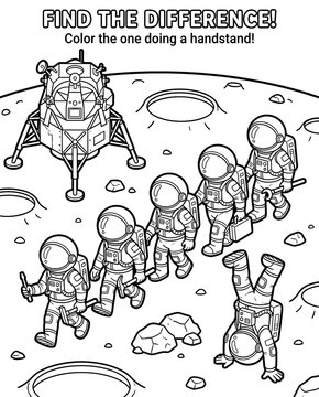Isometric Visual Discrimination Worksheet for Kids Astronaut Find the Difference Puzzle on Moon Surface 3D Shape Matching and Visual Perception Activity Printable Visual Comparison Puzzle