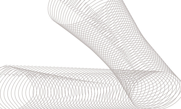 Abstract geometric line art pattern with wavy circular wireframe structures on a white background