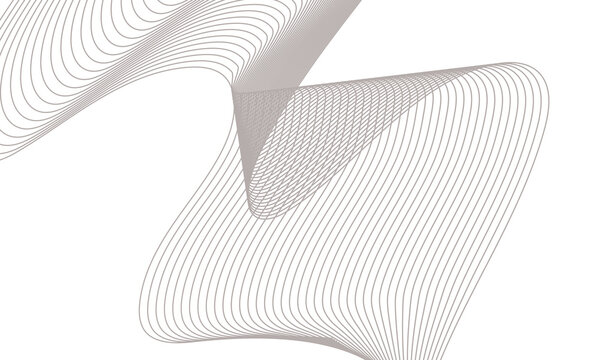 Abstract geometric line art pattern with wavy circular wireframe structures on a white background