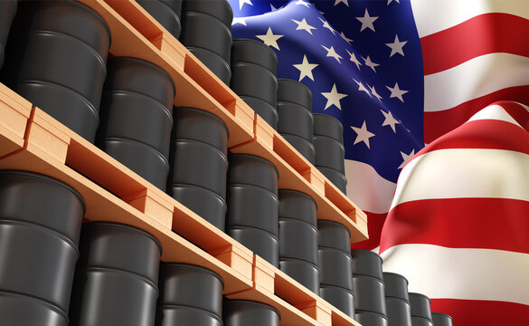 Oil barrels with USA