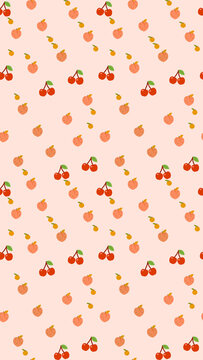 Seamless pattern of cherries and peaches