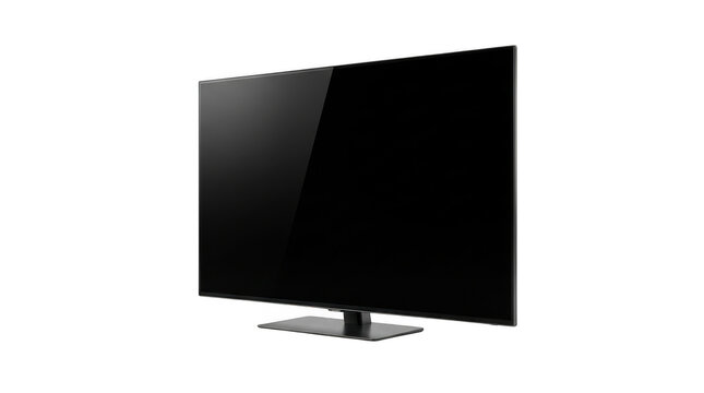 Modern black smart tv mock up isolated on transparent background