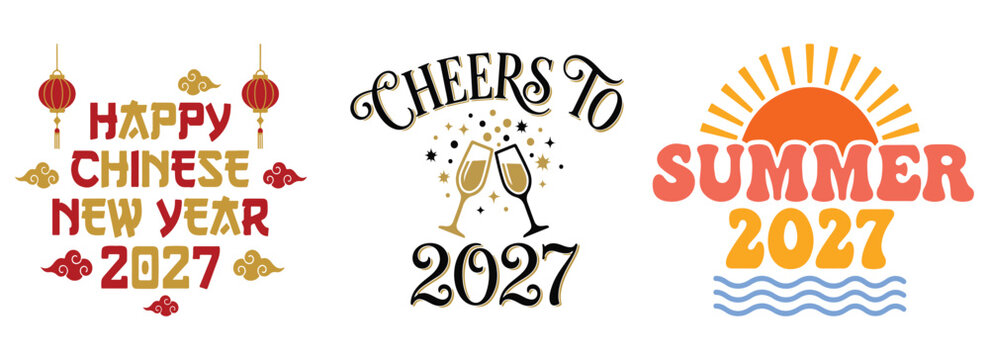 Chinese New Year 2027  Vcetor SET- Summer 2027