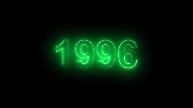 Glowing Vintage neon number 1994 glowing in dark retro style. important year, important date 1994. Educational mathematics animation.