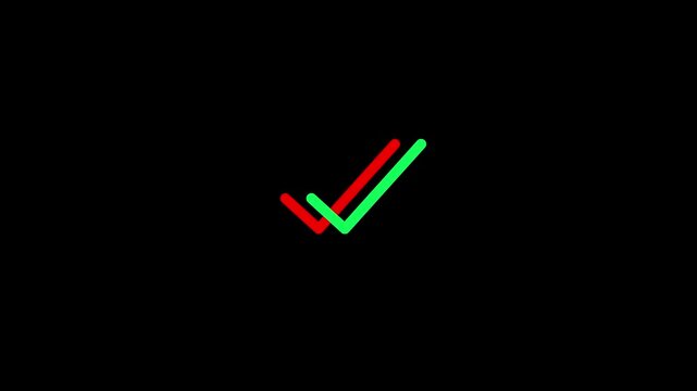 Overlapping tick marks illustration, stylized dual checkmark pictogram representing agreement, authorization, accomplished work and quality control for software and website interfaces