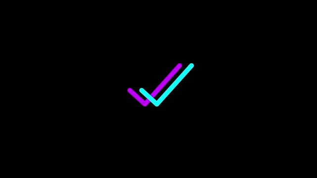 Overlapping tick marks illustration, stylized dual checkmark pictogram representing agreement, authorization, accomplished work and quality control for software and website interfaces