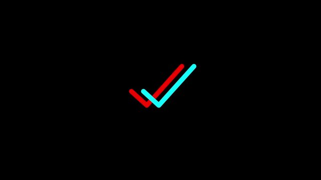 Overlapping tick marks illustration, stylized dual checkmark pictogram representing agreement, authorization, accomplished work and quality control for software and website interfaces